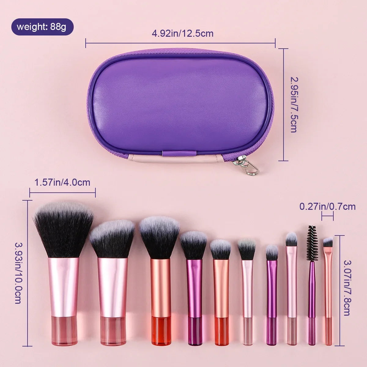 10 Piece Mini Makeup Brush Set Professional Tools