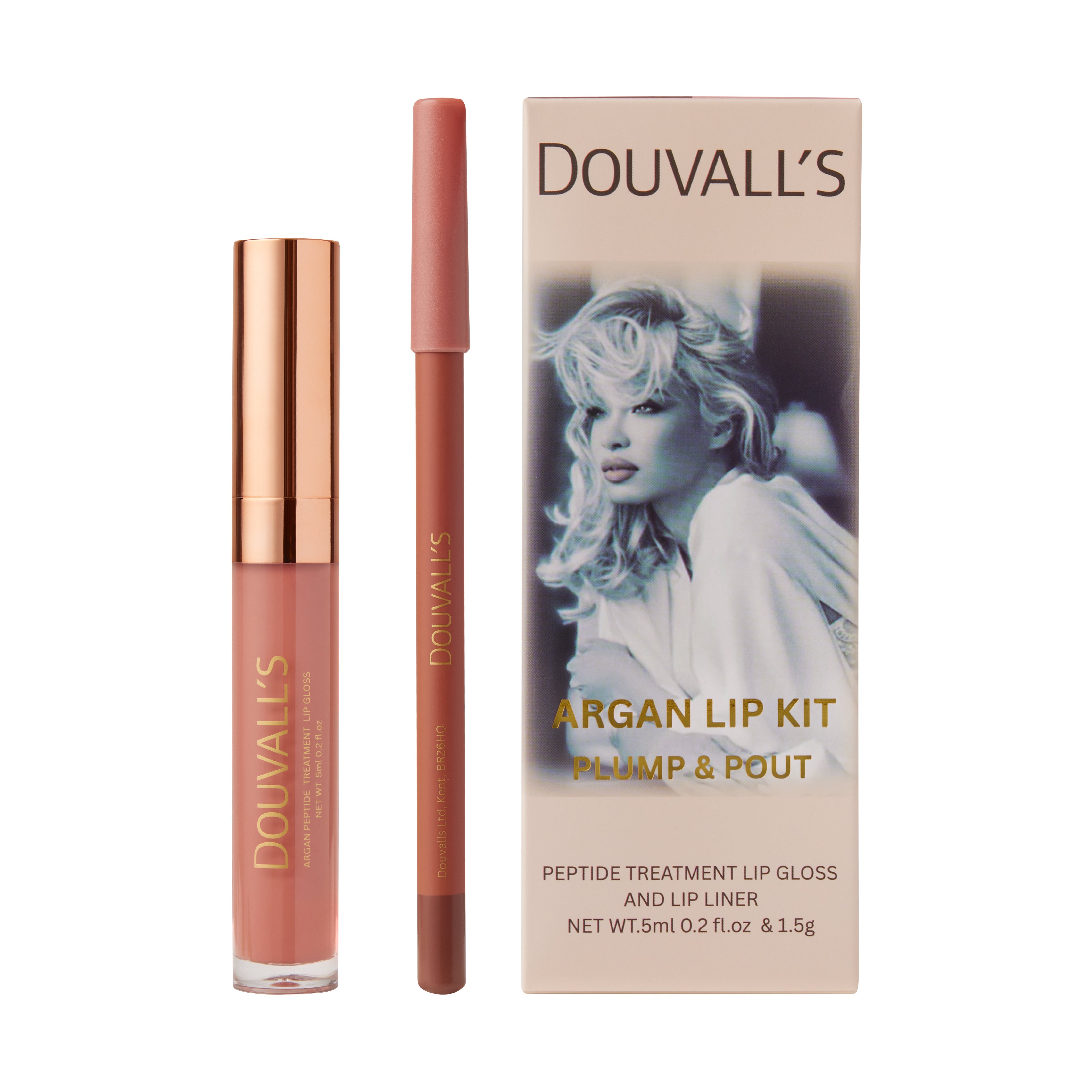 Argan Lip Kit | Plump & Pout Peptide Treatment Lip Gloss and Lip Liner