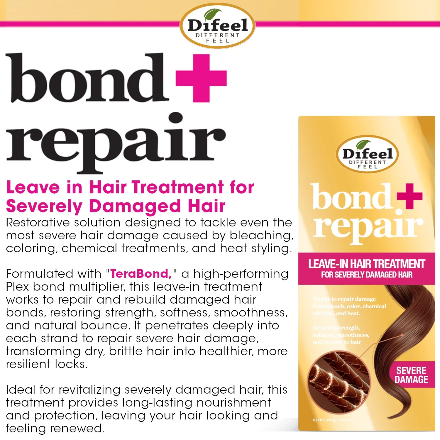 Difeel Bond & Repair Leave-In Hair Treatment 6oz
