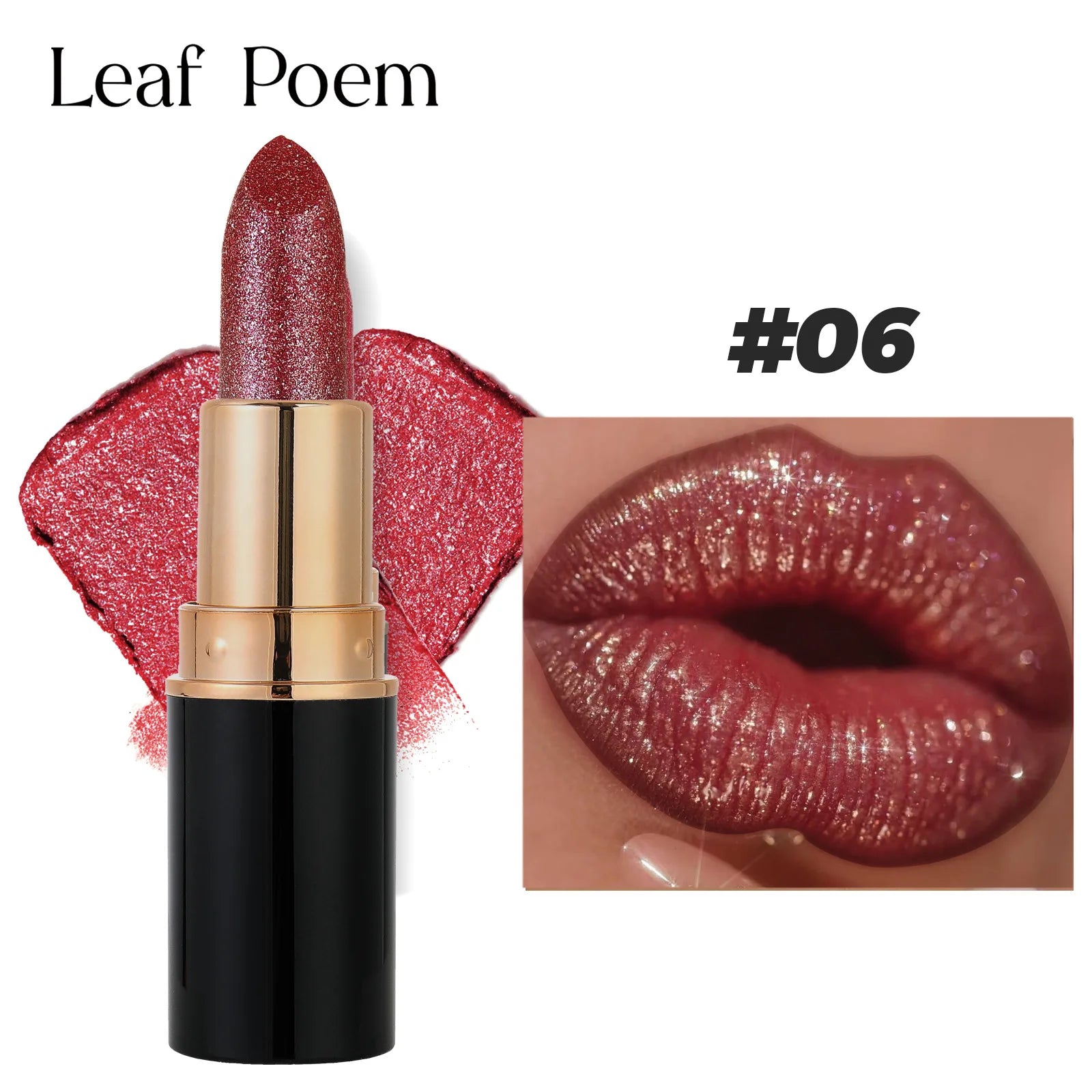 Metallic Glitter Lipstick Diamond Dazzling Waterproof Sexy Lip Gloss Moisturizing Matte Velvet Pearlescent Lip Tint Balm Makeup