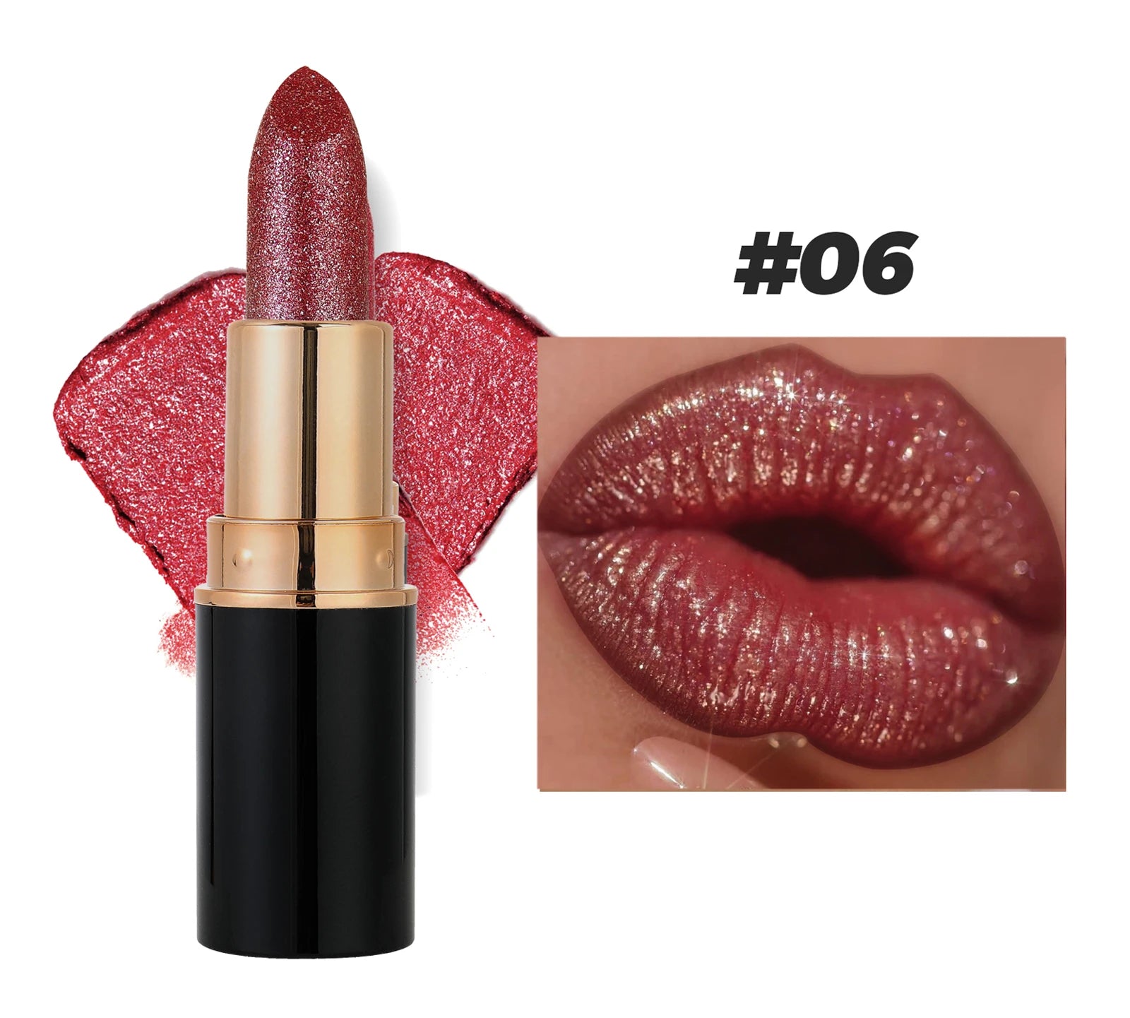 Metallic Glitter Lipstick Diamond Dazzling Waterproof Sexy Lip Gloss Moisturizing Matte Velvet Pearlescent Lip Tint Balm Makeup