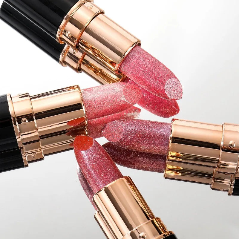 Metallic Glitter Lipstick Diamond Dazzling Waterproof Sexy Lip Gloss Moisturizing Matte Velvet Pearlescent Lip Tint Balm Makeup