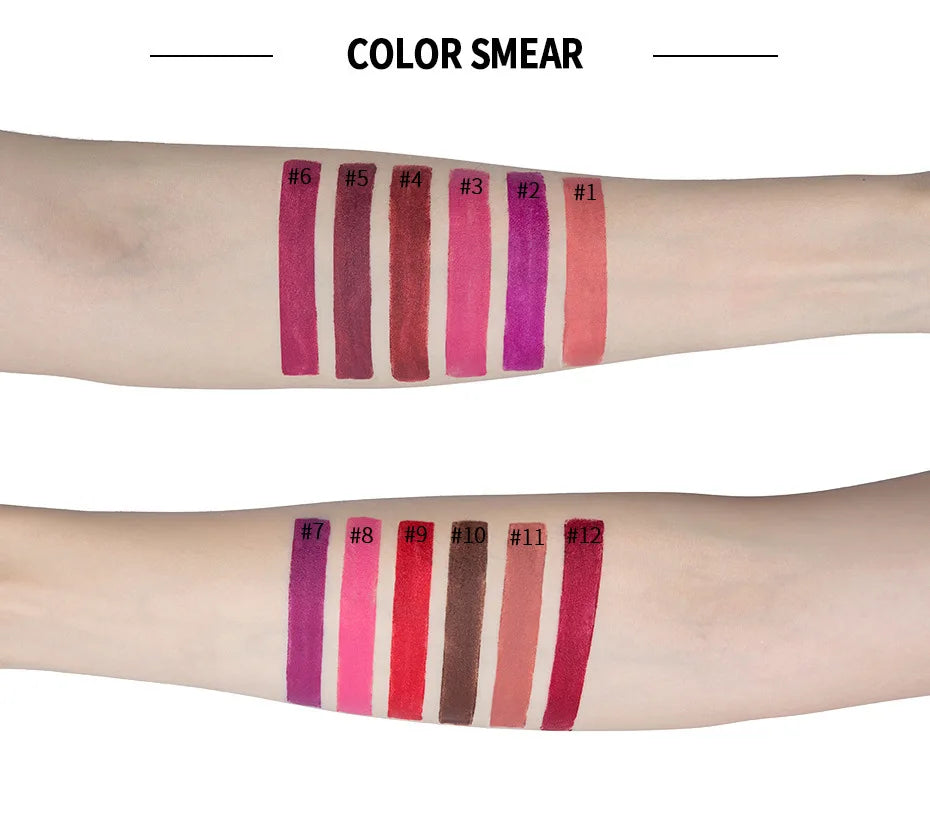 12-Color Matte Velvet Lipstick Long-Lasting Waterproof Non-Stick Cup Does Not Fall Color Lipstick Lipstick