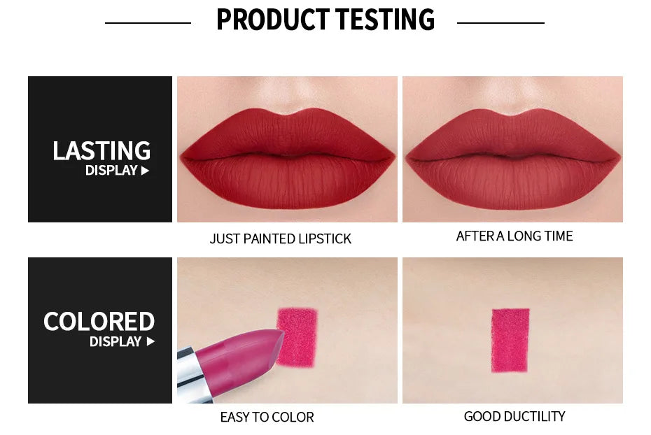 12-Color Matte Velvet Lipstick Long-Lasting Waterproof Non-Stick Cup Does Not Fall Color Lipstick Lipstick