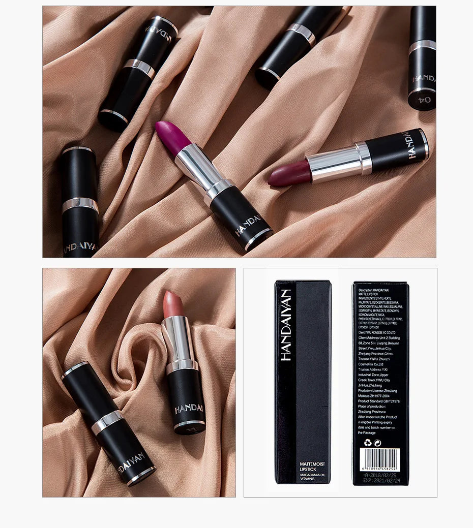 12-Color Matte Velvet Lipstick Long-Lasting Waterproof Non-Stick Cup Does Not Fall Color Lipstick Lipstick