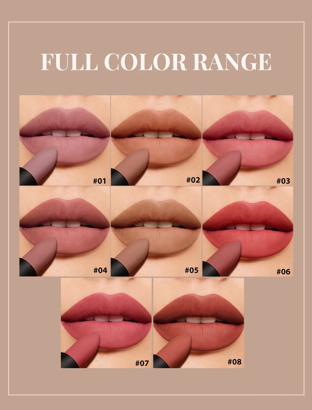 12-Color Matte Velvet Lipstick Long-Lasting Waterproof Non-Stick Cup Does Not Fall Color Lipstick Lipstick