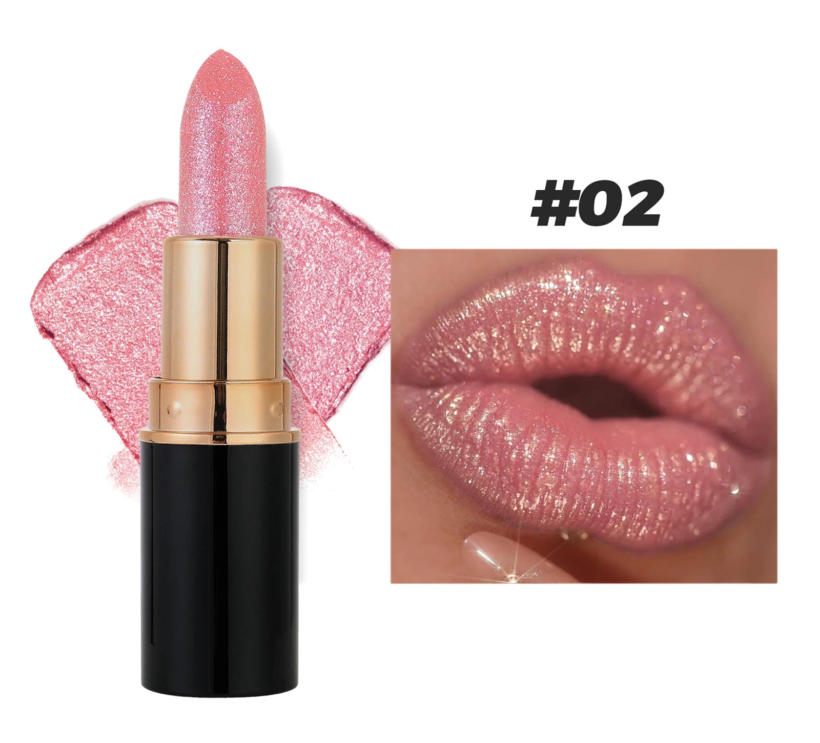 Metallic Glitter Lipstick Diamond Dazzling Waterproof Sexy Lip Gloss Moisturizing Matte Velvet Pearlescent Lip Tint Balm Makeup