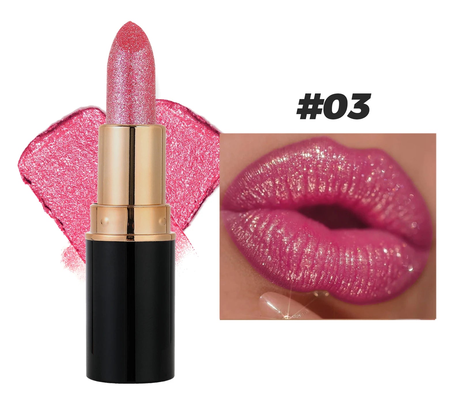 Metallic Glitter Lipstick Diamond Dazzling Waterproof Sexy Lip Gloss Moisturizing Matte Velvet Pearlescent Lip Tint Balm Makeup