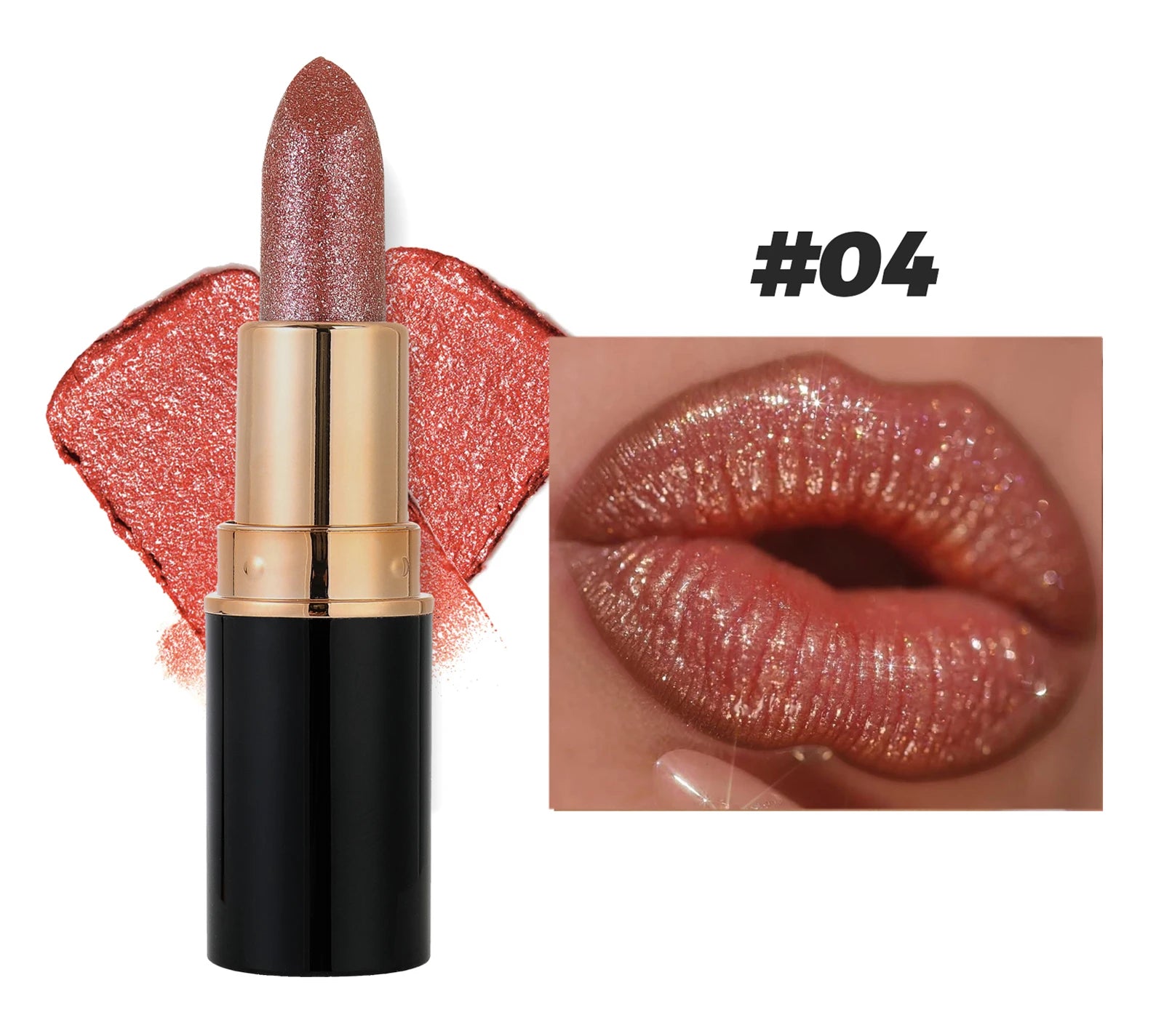 Metallic Glitter Lipstick Diamond Dazzling Waterproof Sexy Lip Gloss Moisturizing Matte Velvet Pearlescent Lip Tint Balm Makeup